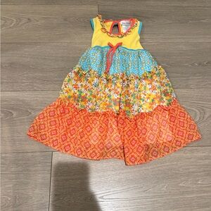 Jona Michelle Yellow and Orange Floral Kids Dress